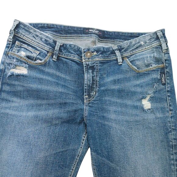 Silver Elyse Ankle Slim Womens Jeans 33x27 Floral Embroidered Back Pockets - Picture 3 of 12